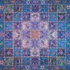 رومیزی ترمه طرح خشتی - مربع 100×100 سانتی متر - رنگ فیروزه ای تار مشکی