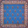 رومیزی ترمه طرح ظل السلطان - مربع ‍۱۰۰×۱۰۰ سانتی متر - رنگ فیروزه ای تار مشکی