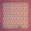 رومیزی ترمه طرح یاقوت سنتی - مربع ‍۱۰۰×۱۰۰ سانتی متر - رنگ زرد تار مشکی